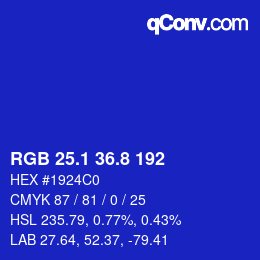 カラーコード: RGB 25.1 36.8 192 | qconv.com