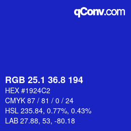 カラーコード: RGB 25.1 36.8 194 | qconv.com