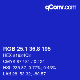 カラーコード: RGB 25.1 36.8 195 | qconv.com