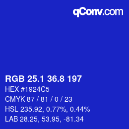 カラーコード: RGB 25.1 36.8 197 | qconv.com