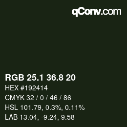 カラーコード: RGB 25.1 36.8 20 | qconv.com