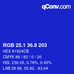 カラーコード: RGB 25.1 36.8 203 | qconv.com
