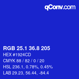 カラーコード: RGB 25.1 36.8 205 | qconv.com