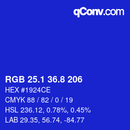カラーコード: RGB 25.1 36.8 206 | qconv.com