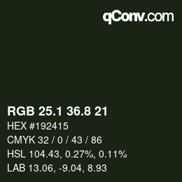 Color code: RGB 25.1 36.8 21 | qconv.com