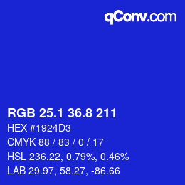 カラーコード: RGB 25.1 36.8 211 | qconv.com