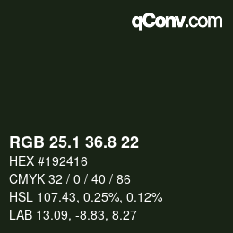 Color code: RGB 25.1 36.8 22 | qconv.com