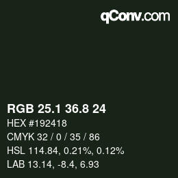 Color code: RGB 25.1 36.8 24 | qconv.com