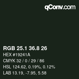 Color code: RGB 25.1 36.8 26 | qconv.com