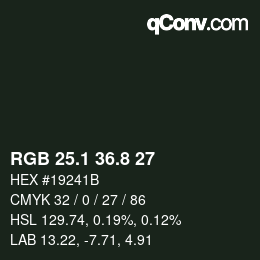 Color code: RGB 25.1 36.8 27 | qconv.com