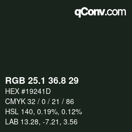 Color code: RGB 25.1 36.8 29 | qconv.com