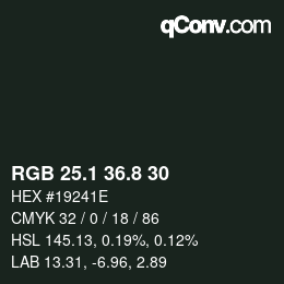 カラーコード: RGB 25.1 36.8 30 | qconv.com