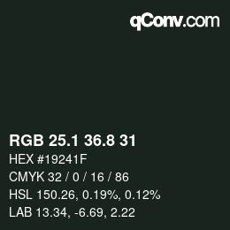 Color code: RGB 25.1 36.8 31 | qconv.com