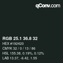 Color code: RGB 25.1 36.8 32 | qconv.com