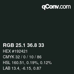 カラーコード: RGB 25.1 36.8 33 | qconv.com