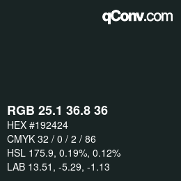 Color code: RGB 25.1 36.8 36 | qconv.com