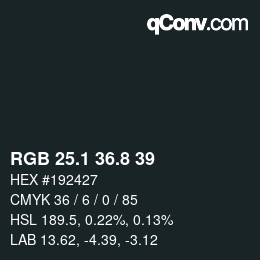 Color code: RGB 25.1 36.8 39 | qconv.com