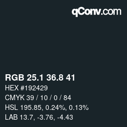 Color code: RGB 25.1 36.8 41 | qconv.com