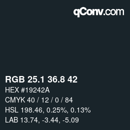 カラーコード: RGB 25.1 36.8 42 | qconv.com