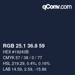 Color code: RGB 25.1 36.8 59 | qconv.com