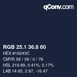 Color code: RGB 25.1 36.8 60 | qconv.com