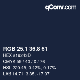 Color code: RGB 25.1 36.8 61 | qconv.com
