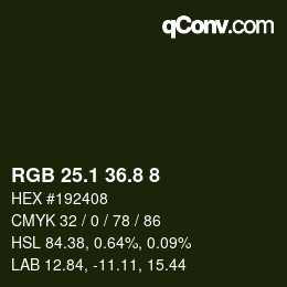 カラーコード: RGB 25.1 36.8 8 | qconv.com