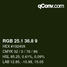 カラーコード: RGB 25.1 36.8 9 | qconv.com