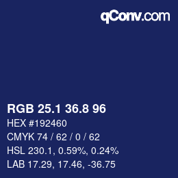 カラーコード: RGB 25.1 36.8 96 | qconv.com