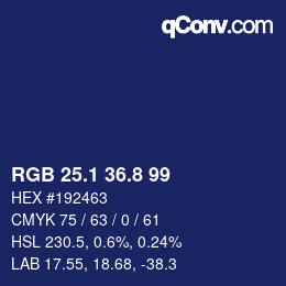 Color code: RGB 25.1 36.8 99 | qconv.com