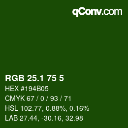 カラーコード: RGB 25.1 75 5 | qconv.com