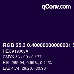 カラーコード: RGB 25.3 0.40000000000001 58 | qconv.com