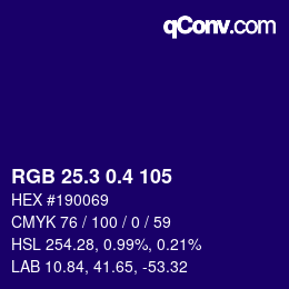 カラーコード: RGB 25.3 0.4 105 | qconv.com