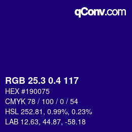 カラーコード: RGB 25.3 0.4 117 | qconv.com
