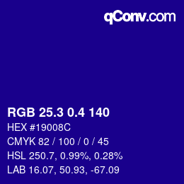 カラーコード: RGB 25.3 0.4 140 | qconv.com
