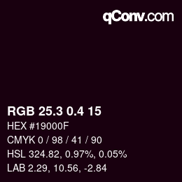 カラーコード: RGB 25.3 0.4 15 | qconv.com