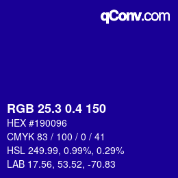 カラーコード: RGB 25.3 0.4 150 | qconv.com
