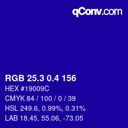 カラーコード: RGB 25.3 0.4 156 | qconv.com