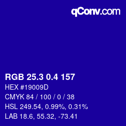 カラーコード: RGB 25.3 0.4 157 | qconv.com