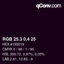 カラーコード: RGB 25.3 0.4 25 | qconv.com