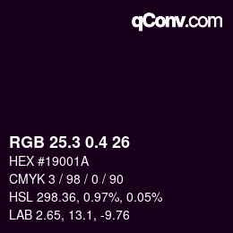 カラーコード: RGB 25.3 0.4 26 | qconv.com