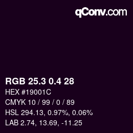 カラーコード: RGB 25.3 0.4 28 | qconv.com