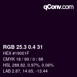 カラーコード: RGB 25.3 0.4 31 | qconv.com