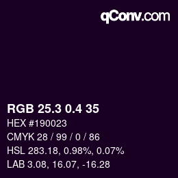 カラーコード: RGB 25.3 0.4 35 | qconv.com