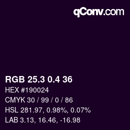 カラーコード: RGB 25.3 0.4 36 | qconv.com