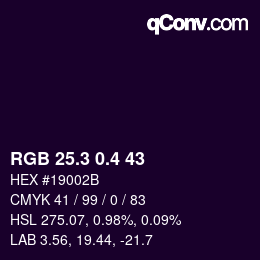 カラーコード: RGB 25.3 0.4 43 | qconv.com