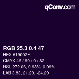 カラーコード: RGB 25.3 0.4 47 | qconv.com