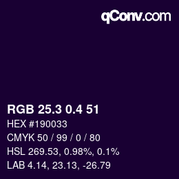 カラーコード: RGB 25.3 0.4 51 | qconv.com