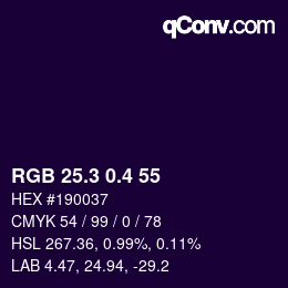 カラーコード: RGB 25.3 0.4 55 | qconv.com