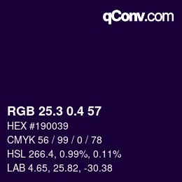 カラーコード: RGB 25.3 0.4 57 | qconv.com
